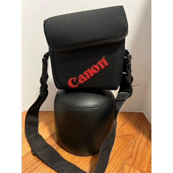 Vintage 90s Cannon Small Camera Black Bag With Strap - Picture 1 of 5